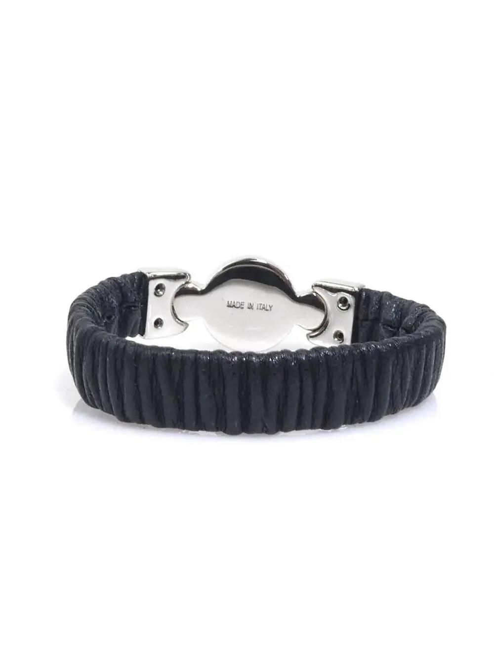 Auth Miumiu Bracelet Black/White/Silver #322465M14B